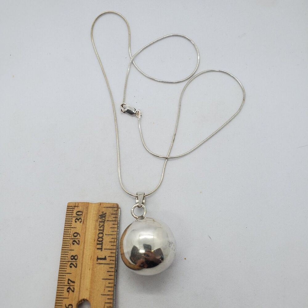 Taxco Bell Sterling Silver Necklace Snake Chain 20" 925
